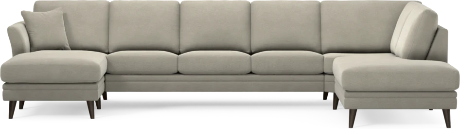 Eden - 3-sits soffa med schäslong vänster och divan höger - Brun