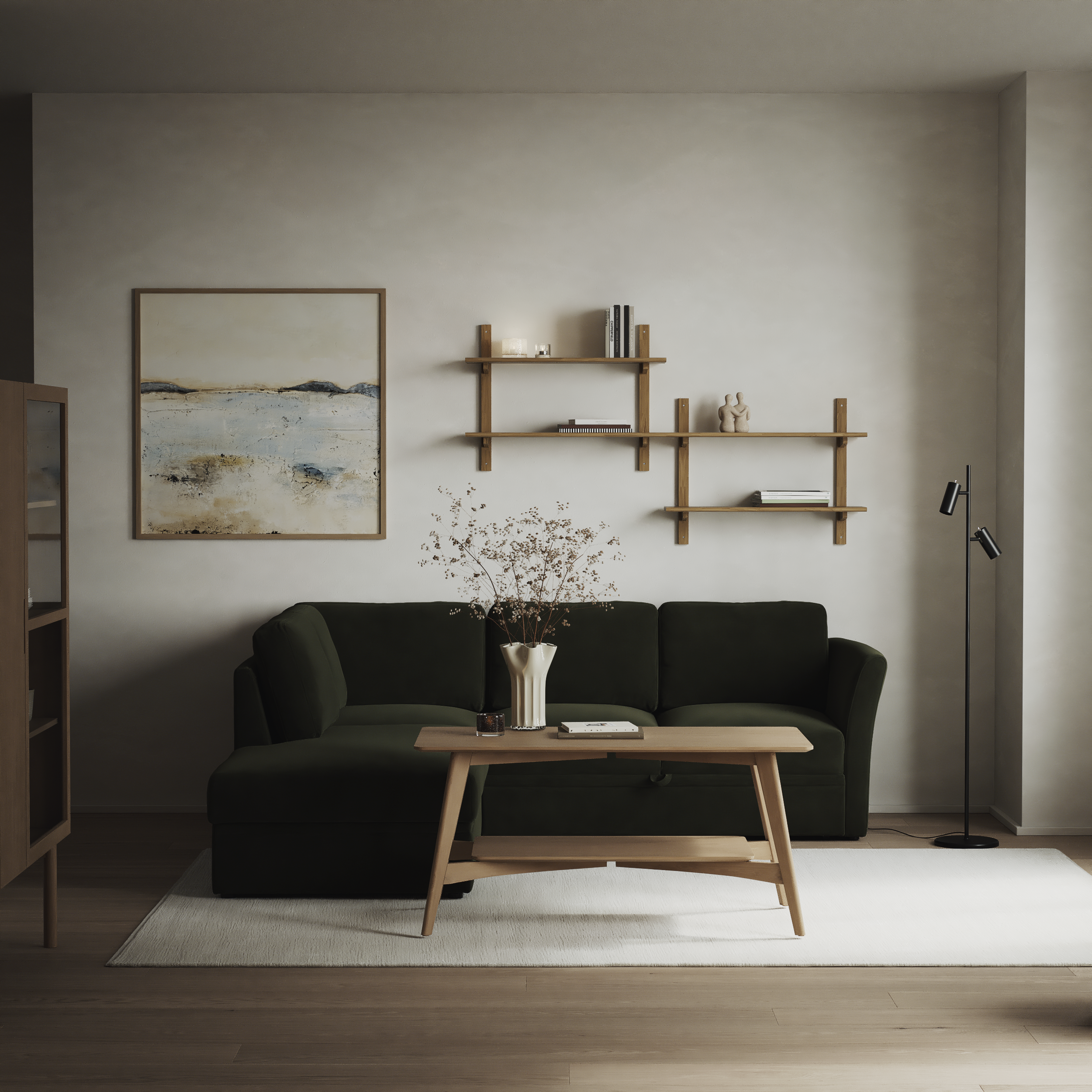 Öland, Bäddsoffa med divan vänster