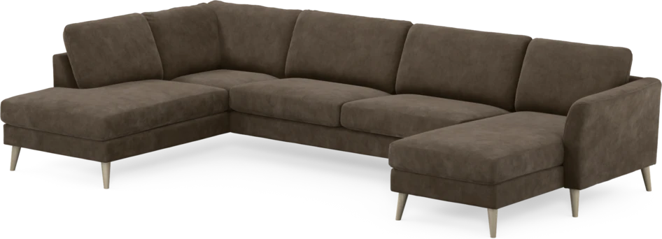 Bridge - 3-sits soffa med divan vänster och schäslong höger - Brun