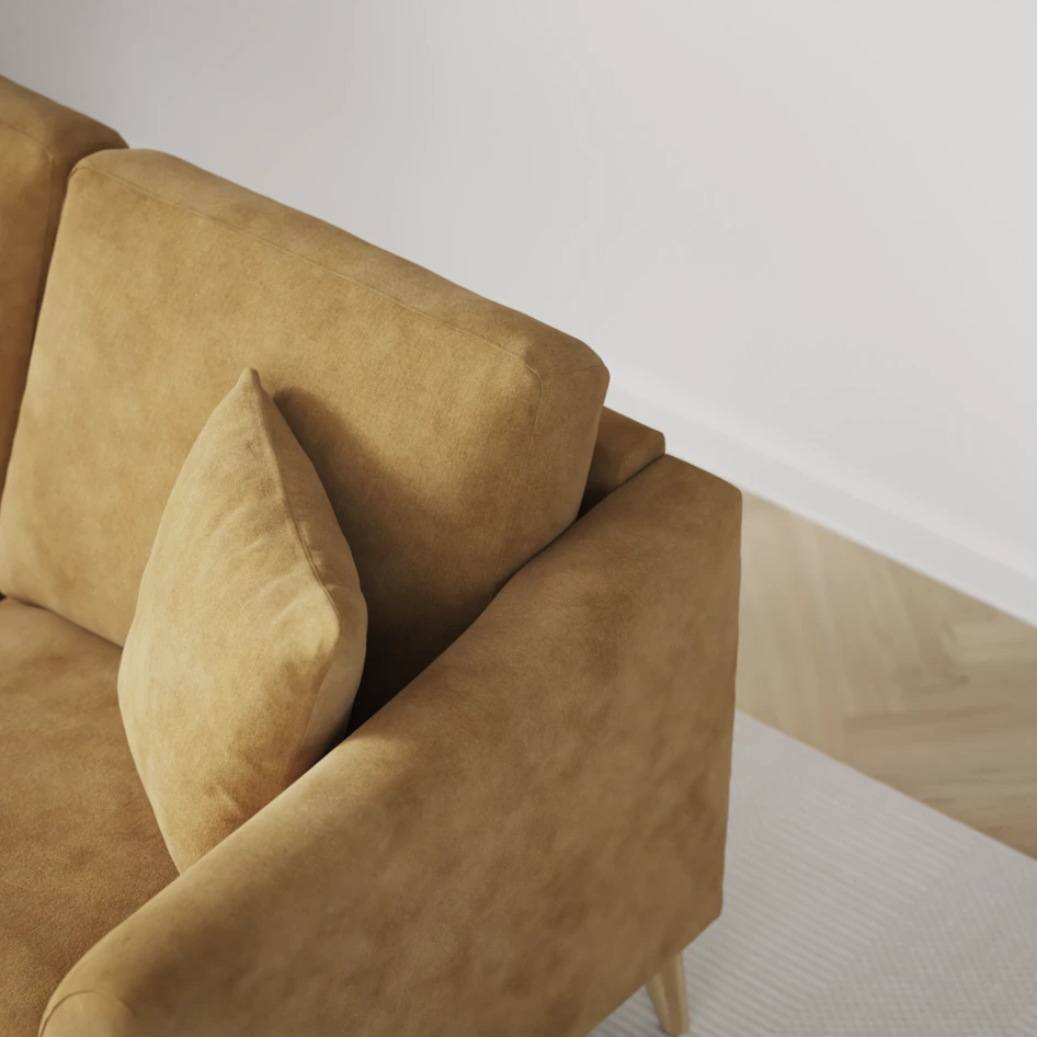 Eden - 3-sits soffa med divan vänster och schäslong höger - Gul