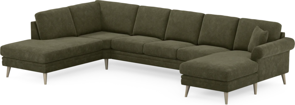Eden - 3-sits soffa med divan vänster och schäslong höger - Grön