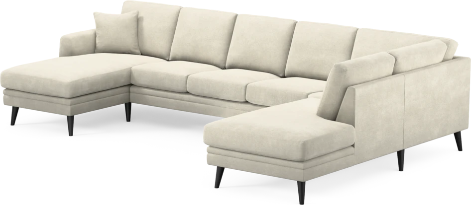 Eden - 3-sits soffa med schäslong vänster och divan höger - Vit