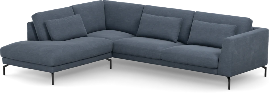 Willow - 3-sits soffa med divan vänster, fast klädsel - Blå