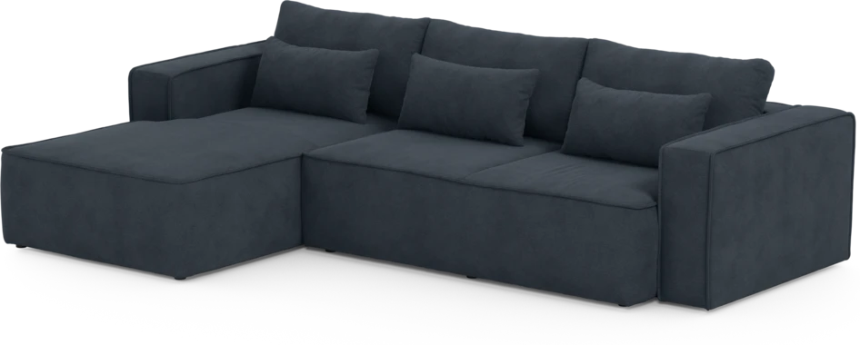 Ide - Bäddsoffa 3-sits med schäslong vänster - Blå