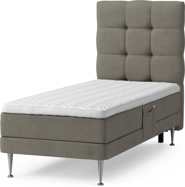 Särö Comfort - Ställbar säng, enkelsäng med bäddmadrass, sängben och Ruta sänggavel