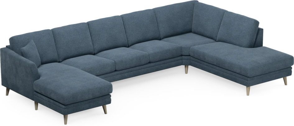 Eden - 3-sits soffa med schäslong vänster och divan höger - Blå