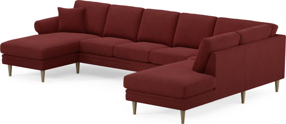 Eden - 3-sits soffa med schäslong vänster och divan höger - Röd