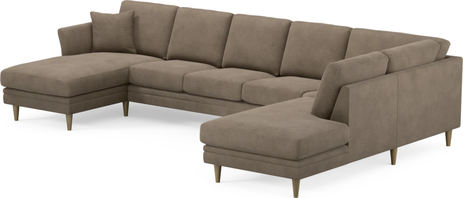 Eden - 3-sits soffa med schäslong vänster och divan höger - Brun