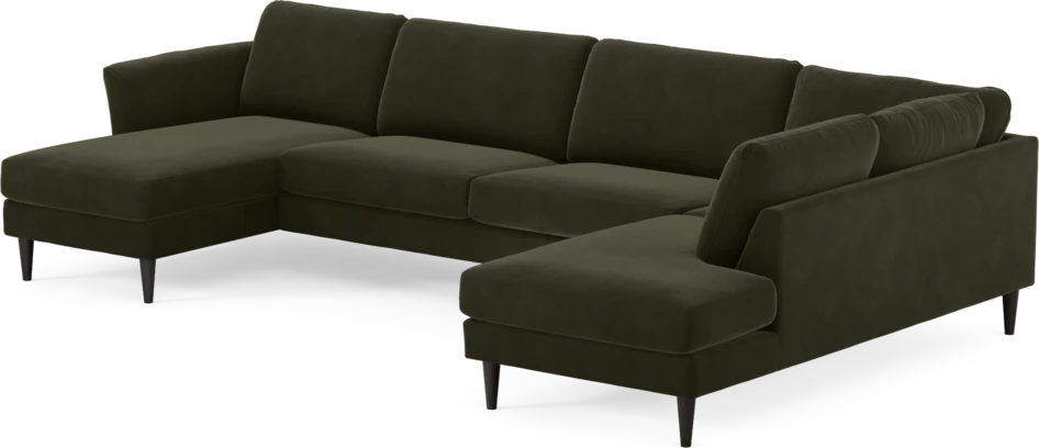 Bridge - 3-sits soffa med schäslong vänster och divan höger - Grön