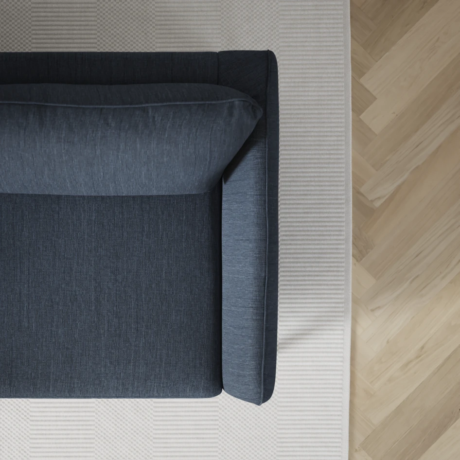 County - Hörnsoffa, 2+3-sits med schäslong höger - Blå