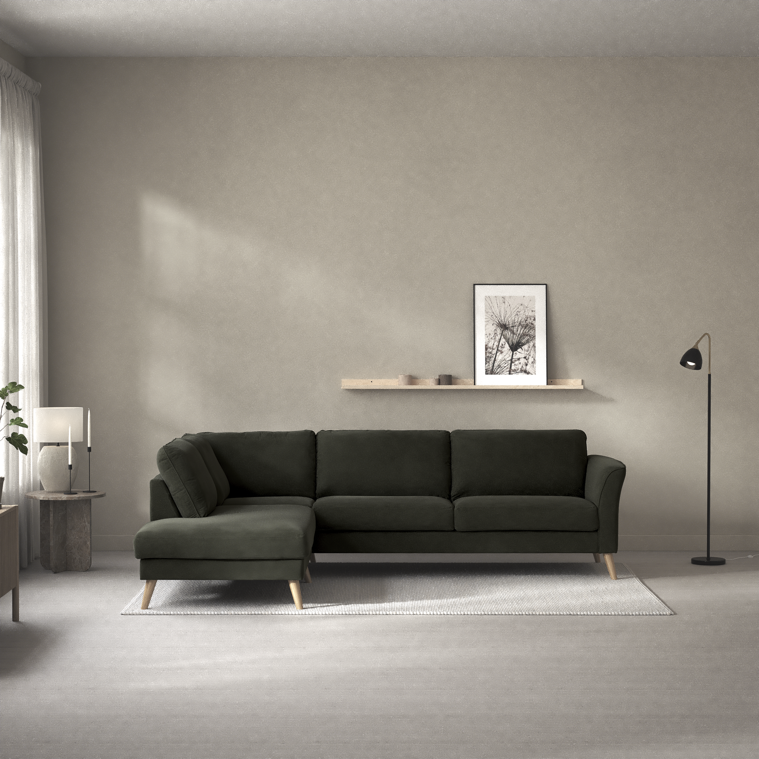 Bridge, 3-sits soffa med divan vänster