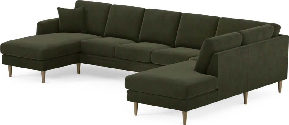 Eden - 3-sits soffa med schäslong vänster och divan höger - Grön