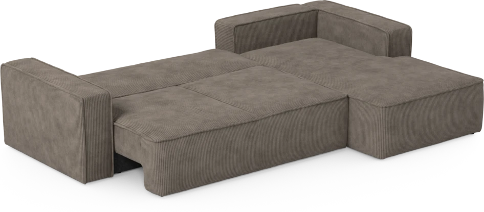Ide - Bäddsoffa 3-sits med schäslong höger - Brun