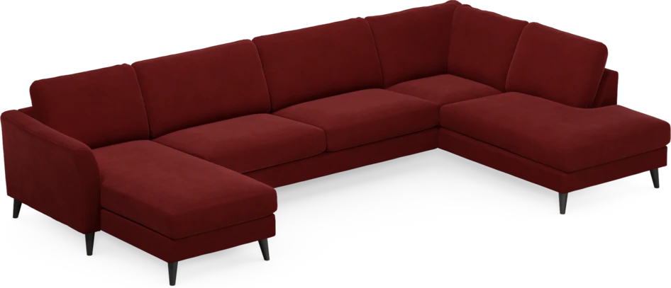 Bridge - 3-sits soffa med schäslong vänster och divan höger - Röd
