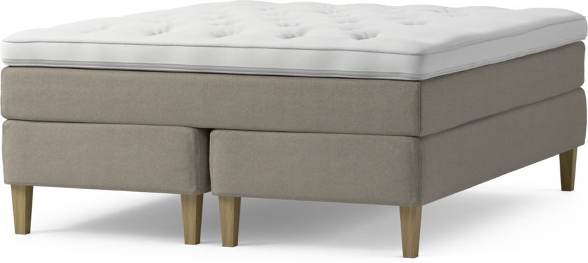 Delux Sense - Kontinentalsäng, dubbelsäng med bäddmadrass och sängben - Beige
