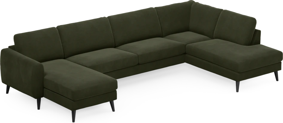 Bridge - 3-sits soffa med schäslong vänster och divan höger - Grön