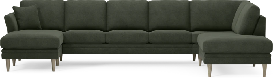 Eden - 3-sits soffa med schäslong vänster och divan höger - Grön