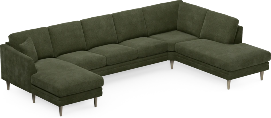Eden - 3-sits soffa med schäslong vänster och divan höger - Grön