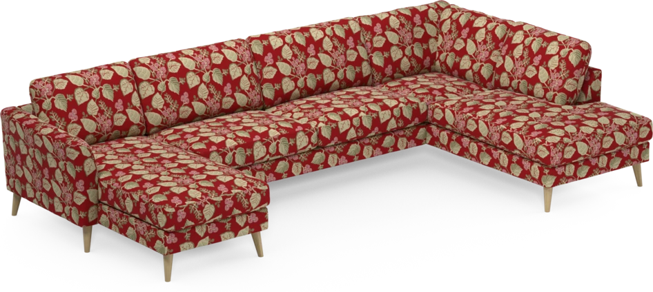 Bridge - 3-sits soffa med schäslong vänster och divan höger - Röd