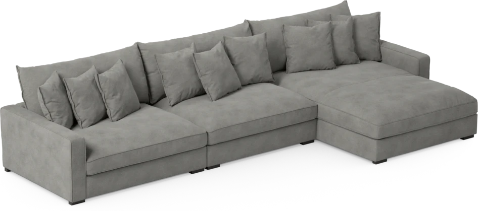 Rossi - 4-sits soffa med schäslong XL höger - Grå