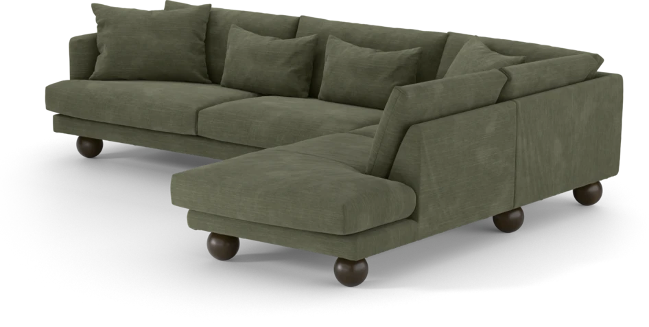 Harper - 3-sits soffa med divan höger - Grön