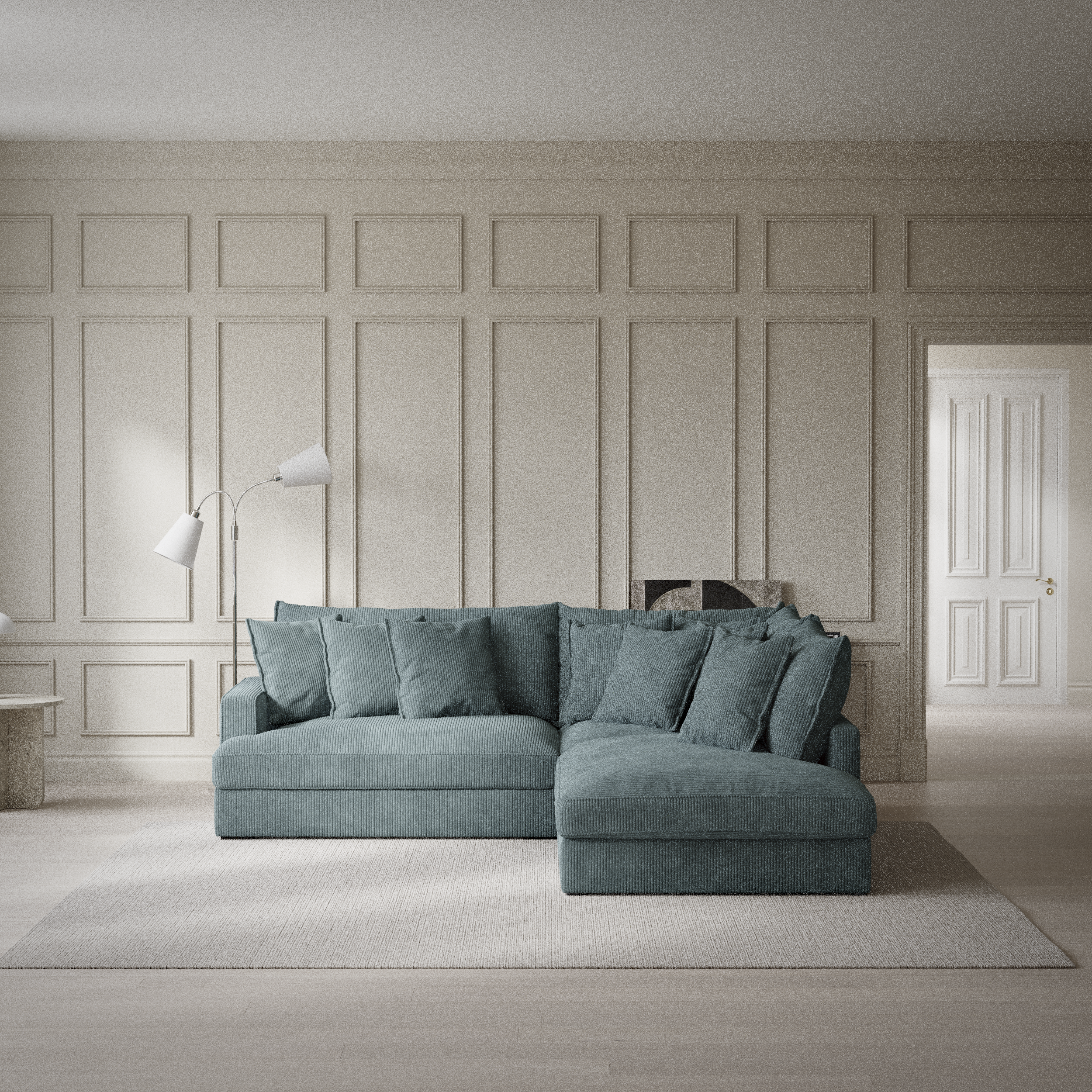 Rossi, 2-sits soffa med divan höger
