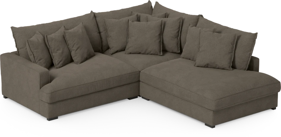 Rossi - 2-sits soffa med divan höger - Brun