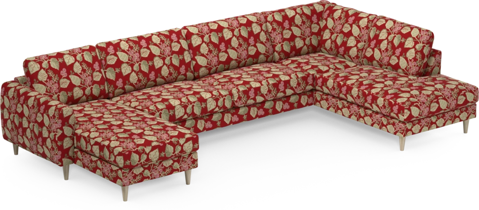 Bridge - 3-sits soffa med schäslong vänster och divan höger - Röd