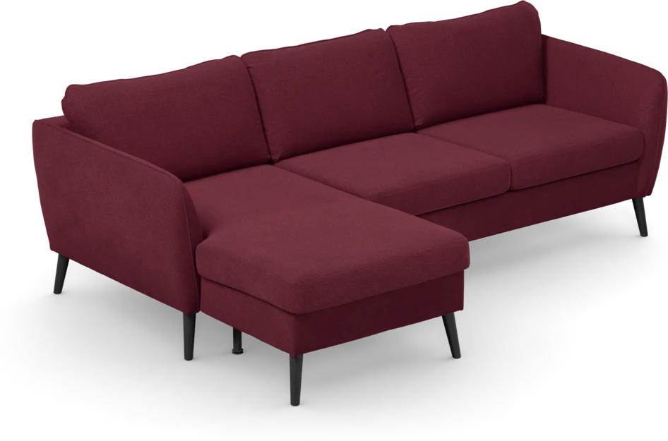 County - 3-sits soffa med flyttbar schäslong - Röd