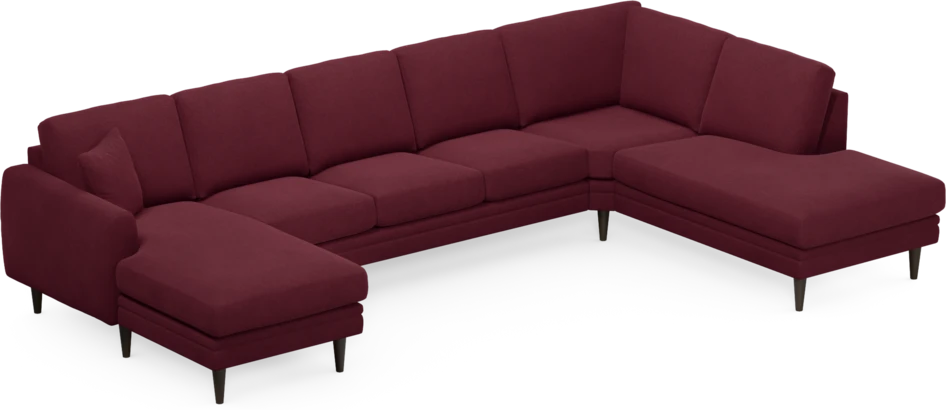 Eden - 3-sits soffa med schäslong vänster och divan höger - Röd