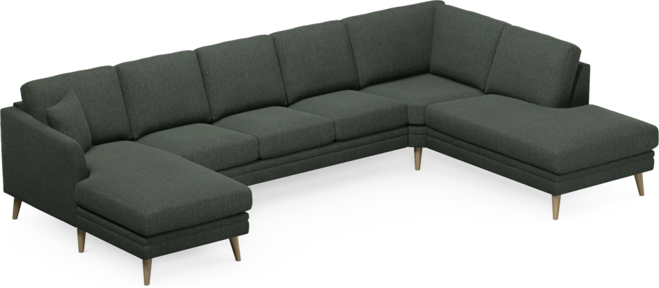Eden - 3-sits soffa med schäslong vänster och divan höger - Grön