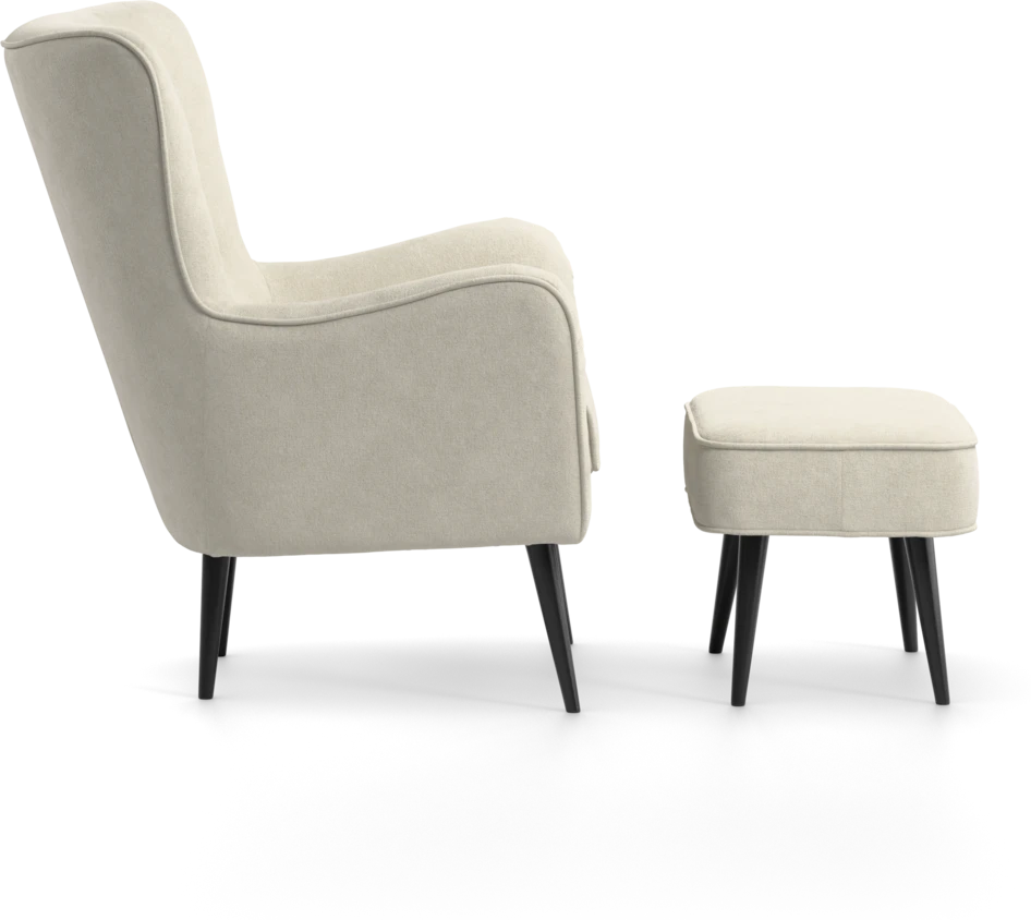 Cordelia - Fåtölj med fotpall - Beige