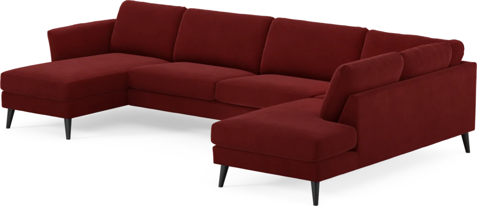 Bridge - 3-sits soffa med schäslong vänster och divan höger - Röd