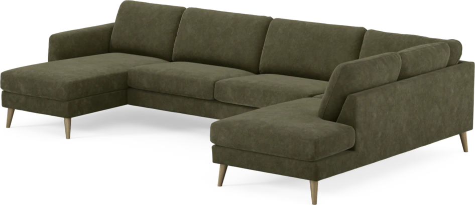 Bridge - 3-sits soffa med schäslong vänster och divan höger - Grön