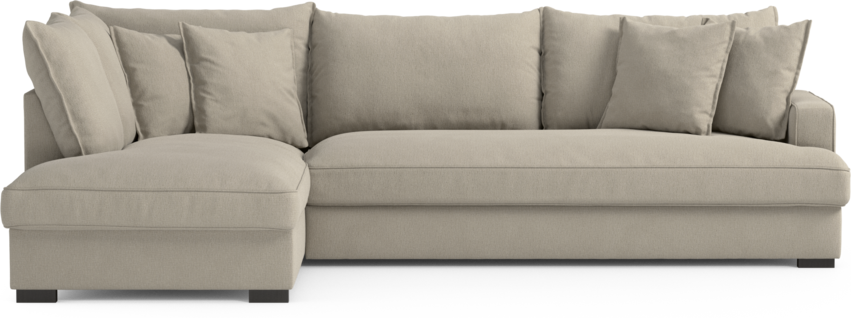 Mila - 3-sits soffa med divan vänster, hel dyna - Grå