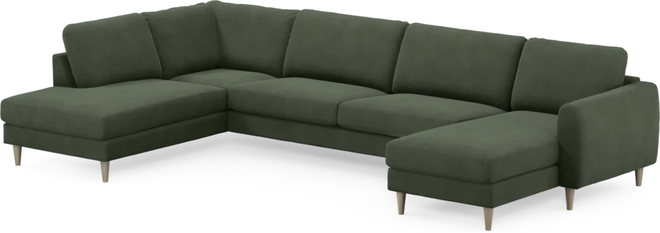 Bridge - 3-sits soffa med divan vänster och schäslong höger - Grön