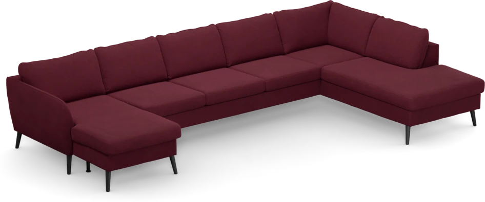 County - 4-sits soffa med schäslong vänster och divan höger - Röd
