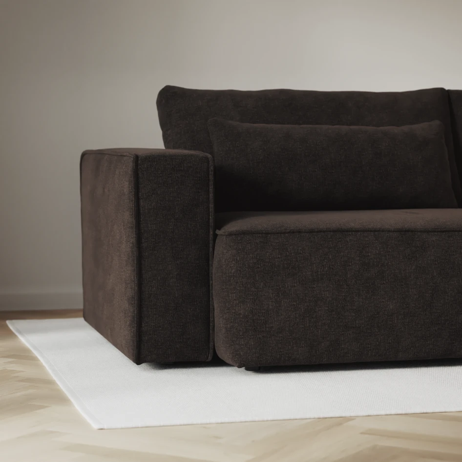 Ide - Bäddsoffa 3-sits med schäslong vänster - Brun