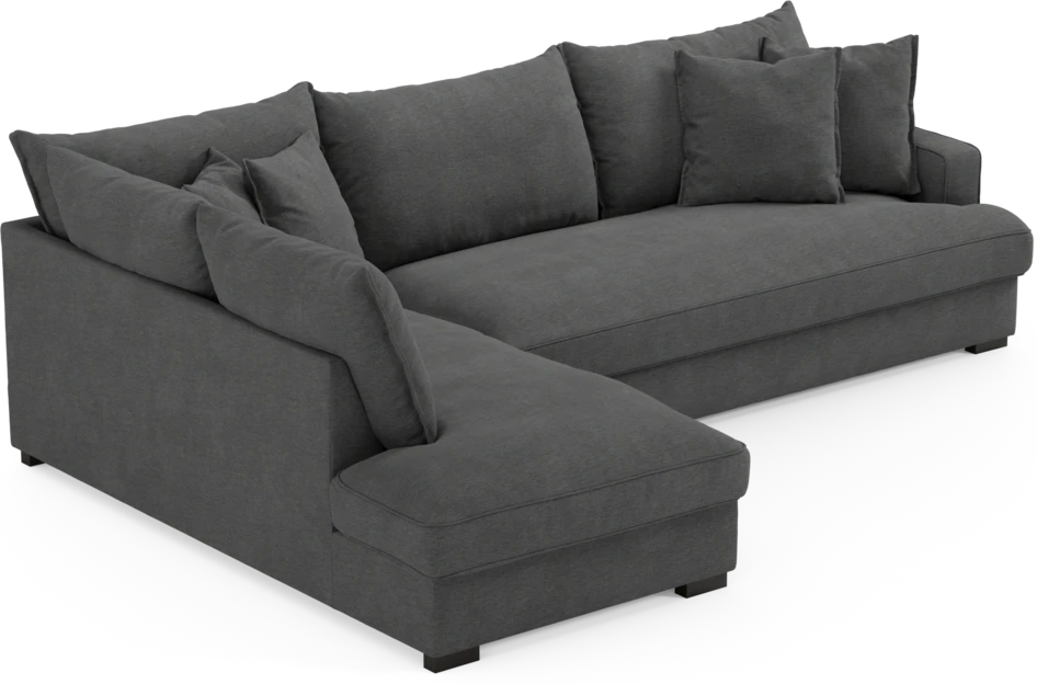 Mila - 3-sits soffa med divan vänster, hel dyna - Grå