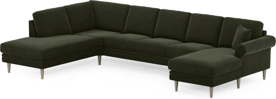 Eden - 3-sits soffa med divan vänster och schäslong höger - Grön