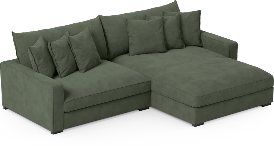 Rossi - 2-sits soffa med schäslong XL höger - Grön
