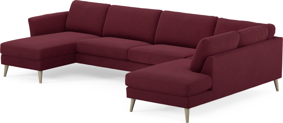Bridge - 3-sits soffa med schäslong vänster och divan höger - Röd