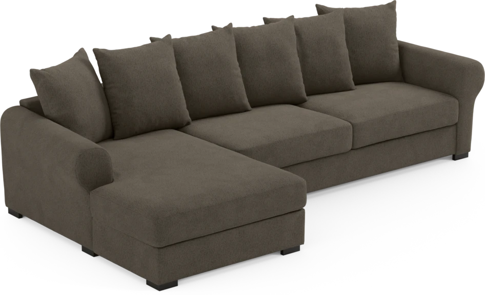 Town - 3-sits soffa med schäslong vänster - Brun