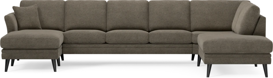 Eden - 3-sits soffa med schäslong vänster och divan höger - Brun