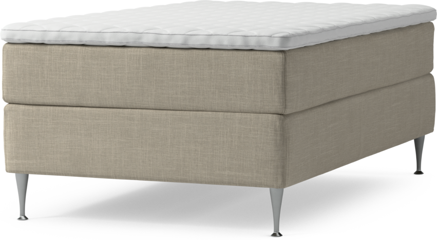 Delux Exclusive - Kontinentalsäng, enkelsäng 120 cm med bäddmadrass och sängben - Beige