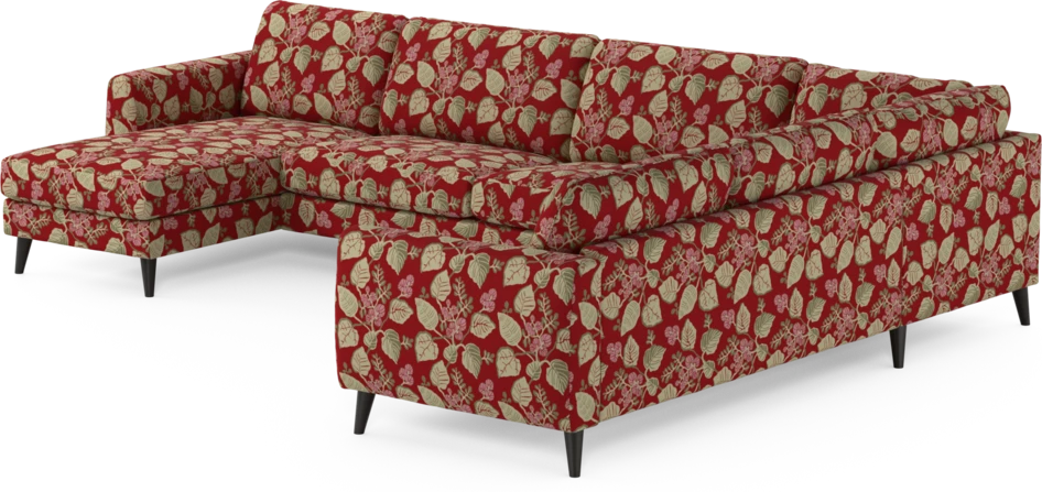 Bridge - Hörnsoffa, 3+2-sits med schäslong vänster - Röd