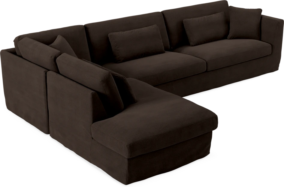 Willow - 4-sits soffa med divan vänster, med kappa - Brun