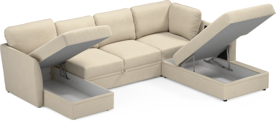 Öland - Bäddsoffa med schäslong vänster och divan höger - Beige