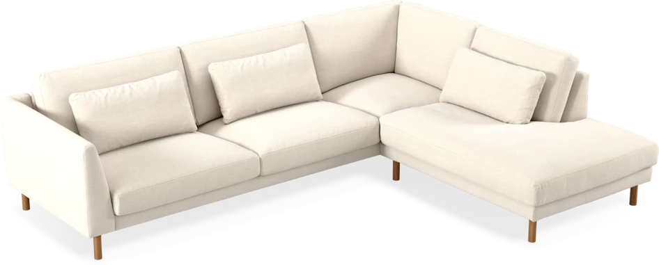Willow - 3-sits soffa med divan höger, fast klädsel - Vit