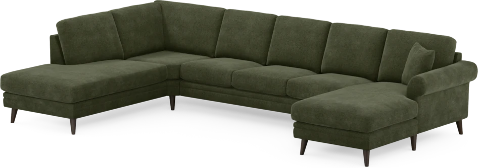 Eden - 3-sits soffa med divan vänster och schäslong höger - Grön